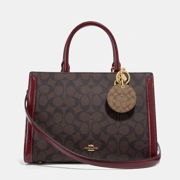 NWT COACH MIRROR BAG CHARM IN SIGNATURE CANVAS - Picture 2 of 3